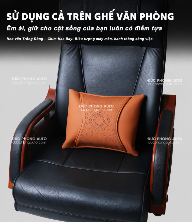 Bộ Gối tựa đầu, gối tựa lưng ô tô cao cấp Nappa - Hoa văn trống đồng ấn tượng, nhiều mầu 17 Tựa lưng ô tô da Nappa cao cấp