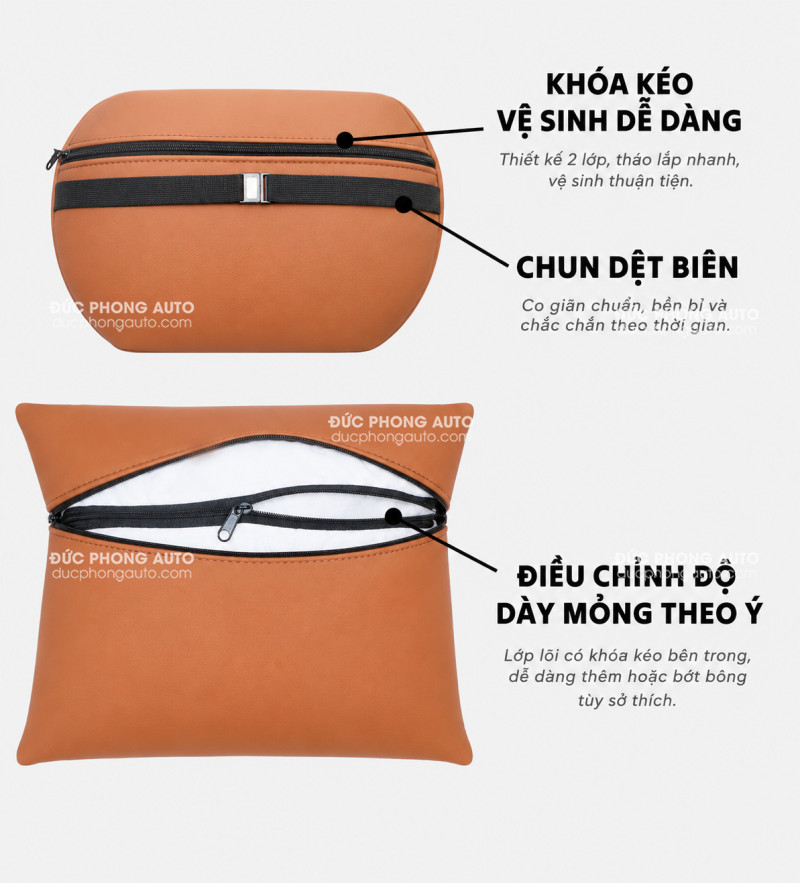 Bộ Gối tựa đầu, gối tựa lưng ô tô cao cấp Nappa - Hoa văn trống đồng ấn tượng, nhiều mầu 19 Tựa lưng ô tô da Nappa cao cấp - Đức Phong Auto