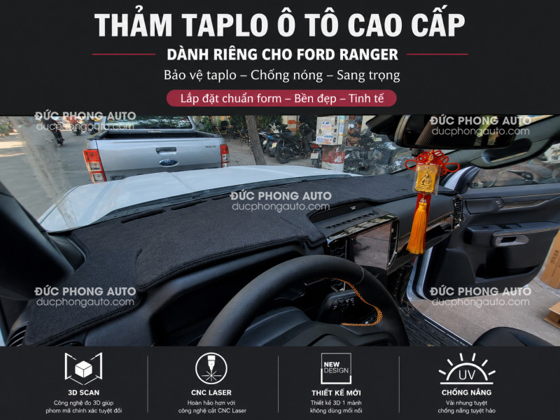 Thảm Taplo tuyết nhung xe Ford Ranger XLS 10 Thảm Taplo Ford Ranger XLS - Mầu Đen
