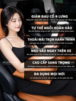 Bộ Gối tựa đầu, gối tựa lưng ô tô cao cấp Nappa - Hoa văn trống đồng ấn tượng, nhiều mầu 10 c điểm Gối đầu - Tựa lưng ô tô da Nappa cao cấp