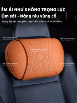Bộ Gối tựa đầu, gối tựa lưng ô tô cao cấp Nappa - Hoa văn trống đồng ấn tượng, nhiều mầu 4 Gối đầu ô tô da Nappa cao cấp