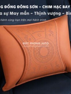 Bộ Gối tựa đầu, gối tựa lưng ô tô cao cấp Nappa - Hoa văn trống đồng ấn tượng, nhiều mầu 8 Gối đầu - Tựa lưng ô tô da Nappa cao cấp - 1