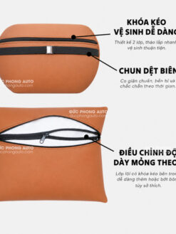 Bộ Gối tựa đầu, gối tựa lưng ô tô cao cấp Nappa - Hoa văn trống đồng ấn tượng, nhiều mầu 7 Tựa lưng ô tô da Nappa cao cấp - Đức Phong Auto